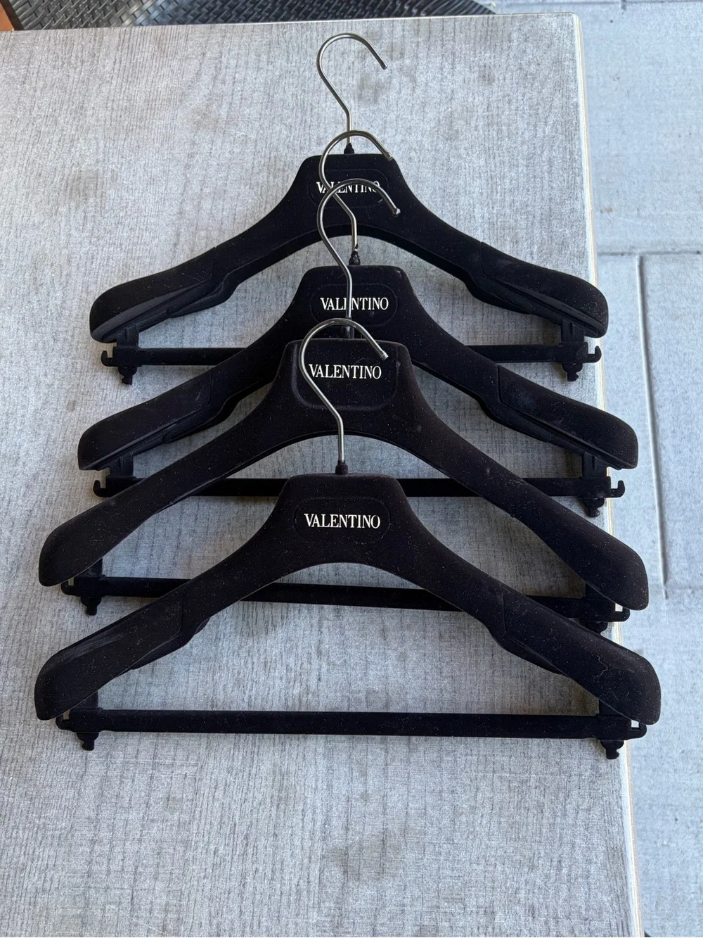 Valentino Black Velvet Garment Hangers — Set of 4